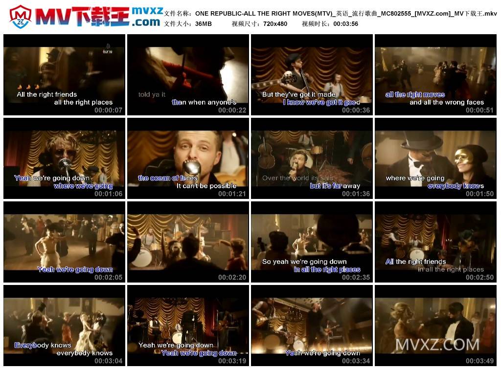 ONE REPUBLIC-ALL THE RIGHT MOVES(MTV)_英语_流行歌曲_MC802555